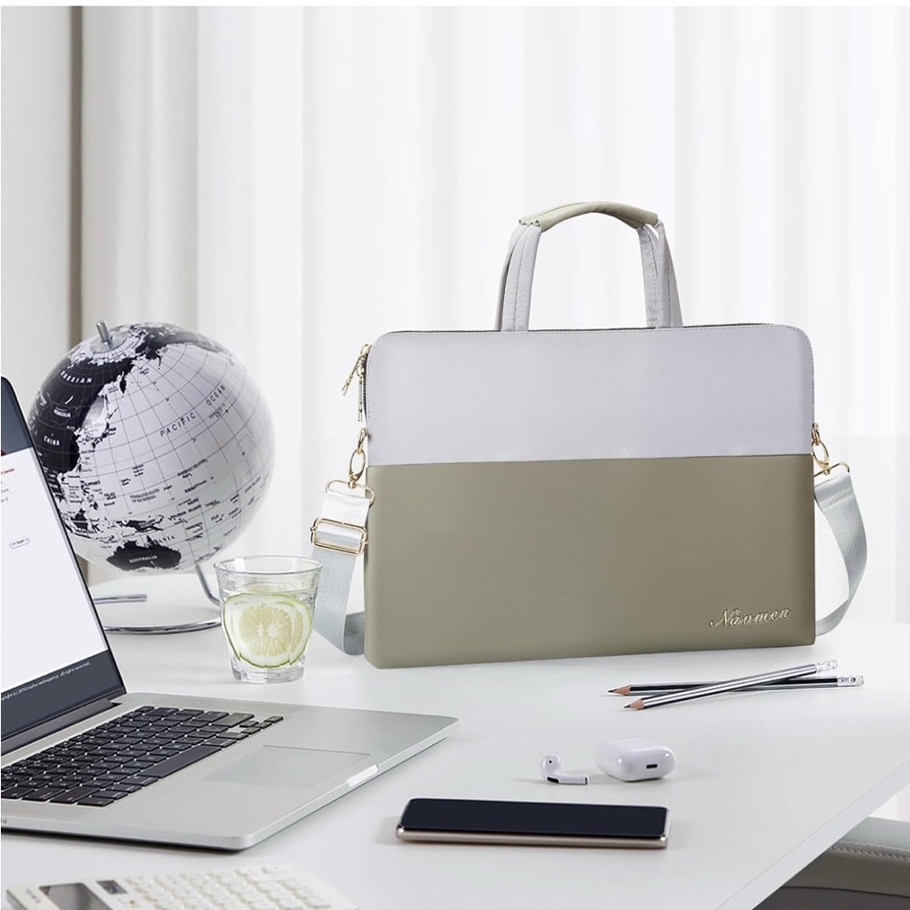 Two-Tone Laptop Bag with Shoulder Strap
